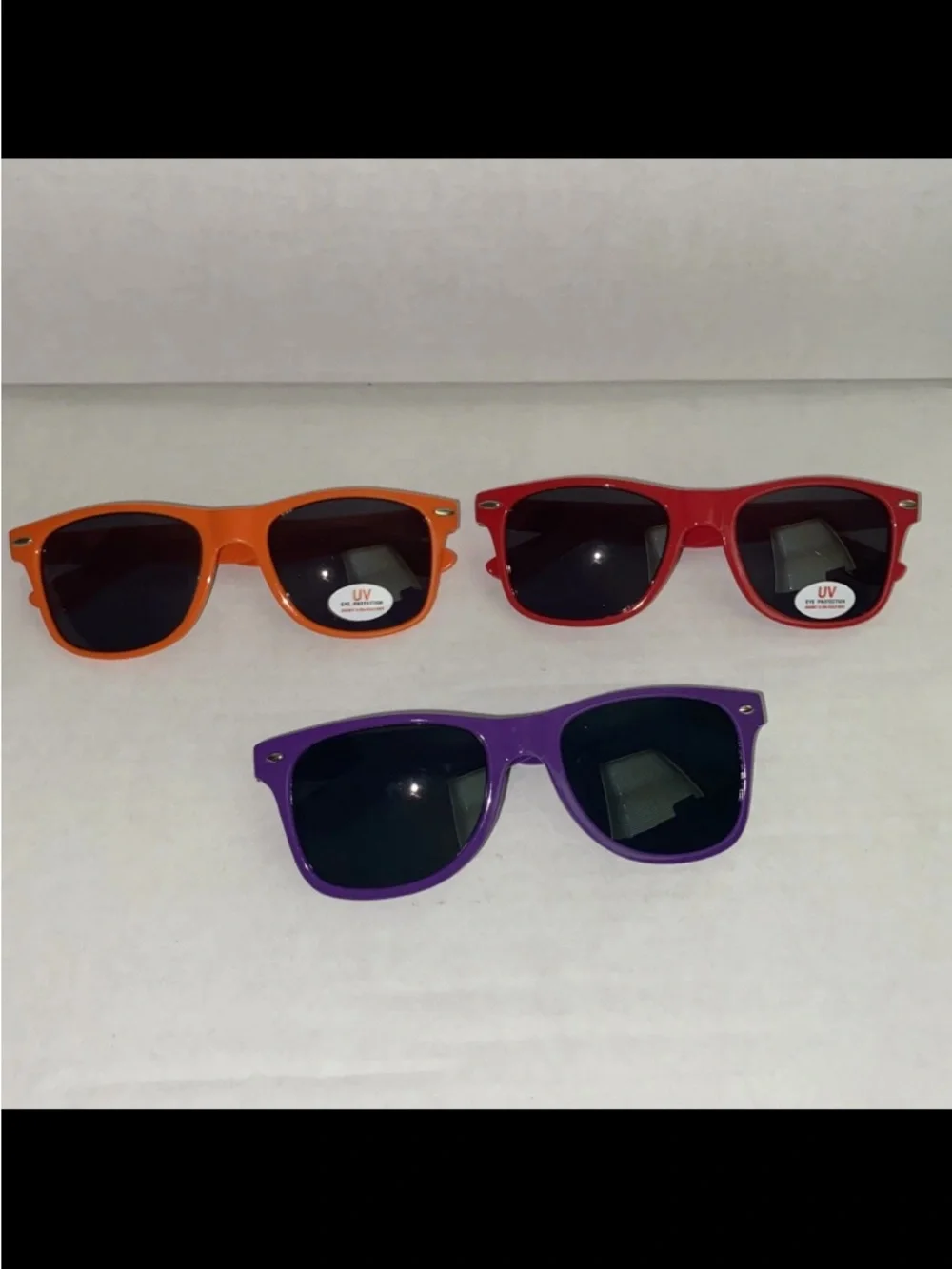 3pc. Lot Vintage Promo 90’s Unisex Sunglasses classic square Orange/Red/Purple